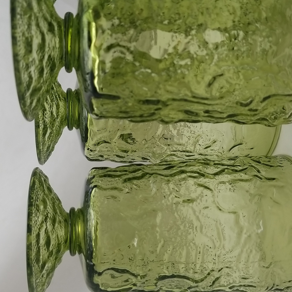 Anchor Hocking Milano Avacado Green Footed Tumblers - Picture 14 of 16